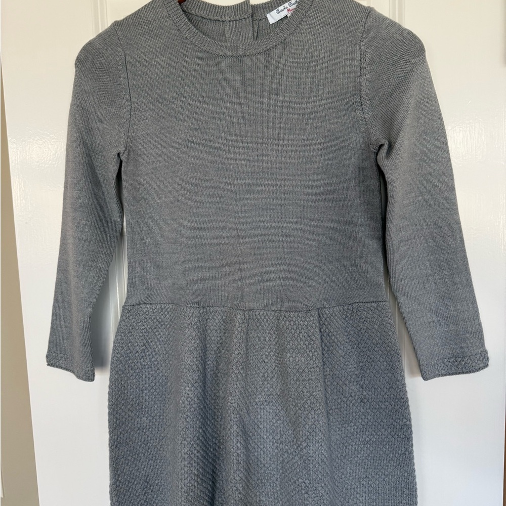 Brooks Brothers Girls Gray Knit Long-Sleeve Dress